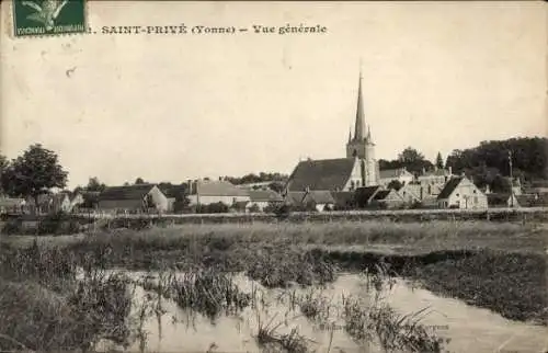 Ak Saint Privé Yonne, Vue Generale