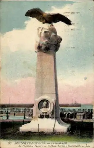 Ak Boulogne sur Mer Pas de Calais, Le Monument du Capitaine Ferber