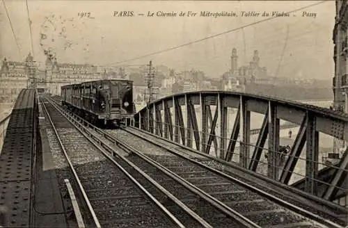 Ak Paris XVIe Passy, The Metropolitan Railway, Viaduktdeck