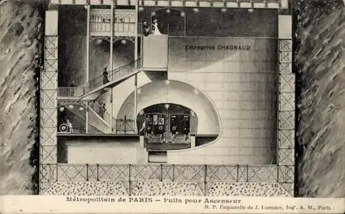 Ak Paris, Metropolitain de Paris, Puits pour Ascenseur