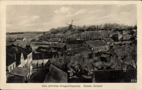 Ak Talsi Talsen Kurland Lettland, Panorama, Windmühle