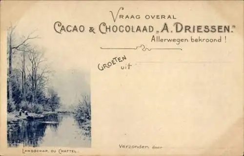 Künstler Ak du Chattel, Landschap, Chocolaad A. Driessen