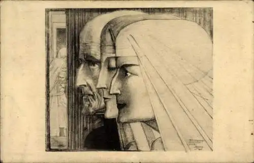 Künstler Ak Toorop, Jan, Bezonkenheid, Meditatie, Vuur, Allegorie