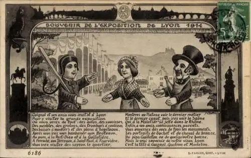 Ak Lyon Rhône, Exposition 1914, Guignol, Puppentheater, Kasper