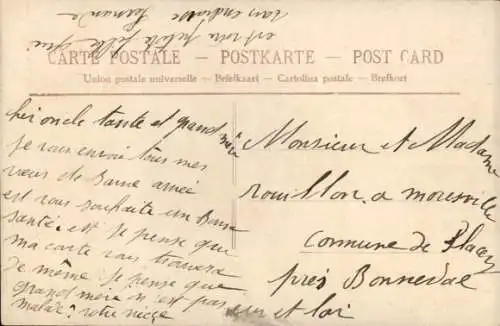 Ak Glückwunsch Neujahr, Familie in einem Flugzeug, Fotomontage