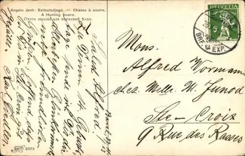 Künstler Ak Jank, Angelo, Reitschuljagd, Jagdszene