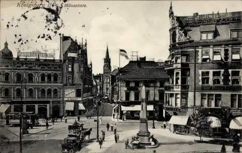 Ak Kaliningrad Königsberg Ostpreußen, Münzplatz, Denkmal, Handlung J. Silberstein