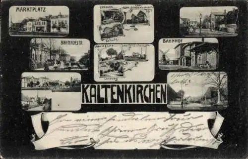 Ak Kaltenkirchen in Holstein, Marktplatz, Bahnhofstraße, Bahnhof, Landweg, Schule