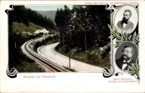 Ak Rübeland Oberharz am Brocken, Kreuztal, Zahnradbahn, Roman Abt, Albert Schneider