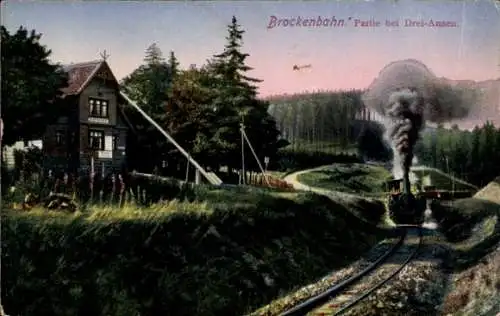 Ak Drei Annen Hohne Wernigerode im Harz, Brockenbahn