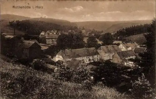Ak Rothehütte Königshof Königshütte Elbingerode Oberharz am Brocken, Panorama