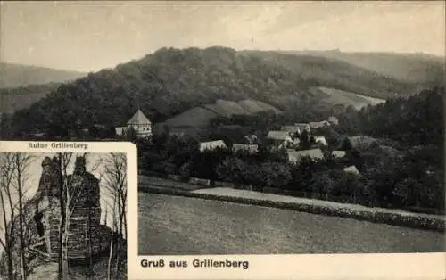 Ak Grillenberg Sangerhausen am Harz, Panorama, Ruine Grillenberg