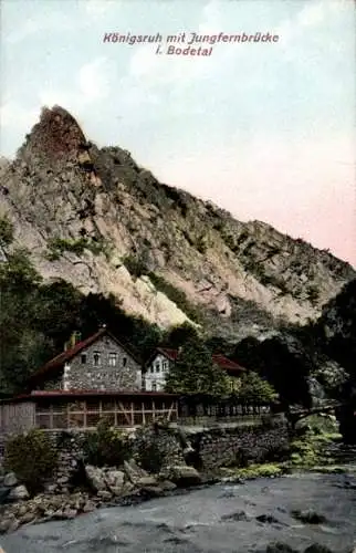 Ak Thale im Harz, Bodetal, Königsruh, Jungfernbrücke