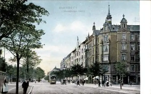 Ak Hamburg Nord Barmbek Barmbeck, Mundsburger Damm, Straßenbahn