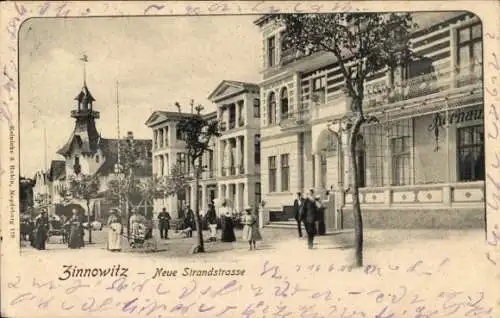 Ak Ostseebad Zinnowitz auf Usedom, Neue Strandstraße, Strand Hotel Kurhaus