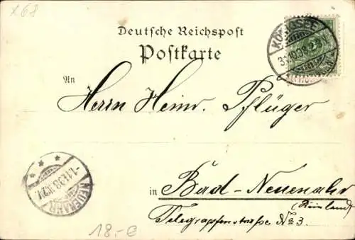 Litho Königsee in Thüringen, Rathaus, Kirche, Ortspanorama