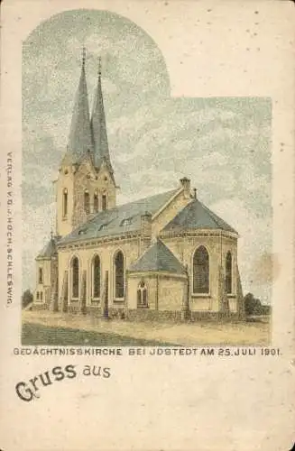 Litho Idstedt in Schleswig Holstein, Gedächtniskirche 1901