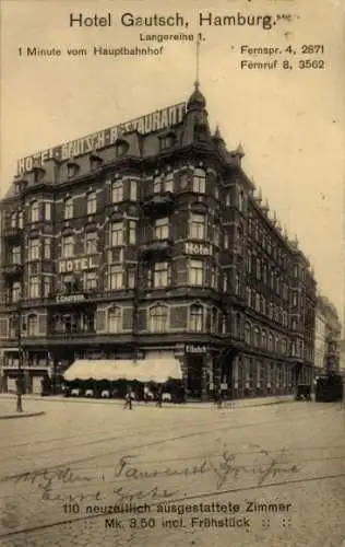 Ak Hamburg Mitte Sankt Georg, Langereihe 1, Hotel Gautsch