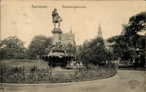 Ak Hannover in Niedersachsen, Gutenbergbrunnen