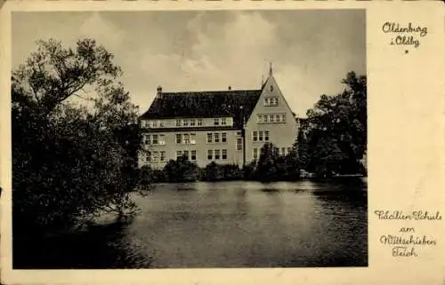 Ak Oldenburg in Holstein, Cäcilien Schule am Wittschieben Teich