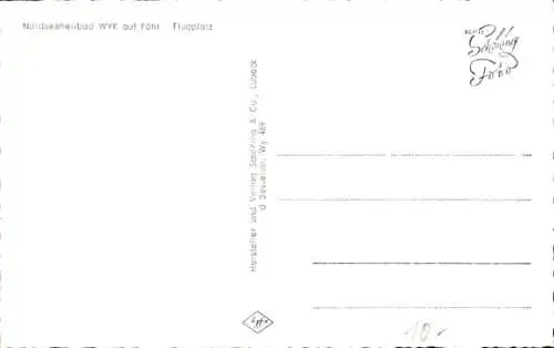 Ak Wyk auf Föhr Nordfriesland. Flugplatz