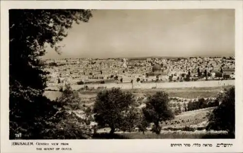 Ak Jerusalem Israel, Gesamtansicht, Blick vom Ölberg