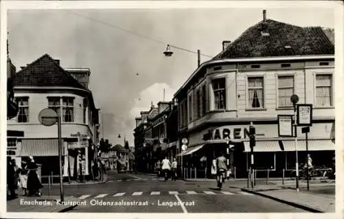 Ak Enschede Overijssel Niederlande, Kruispunt Oldenzaalsestraat, Langestraat