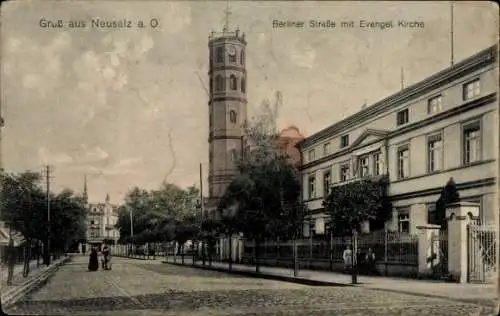 Ak Nowa Sól Neusalz Oder Ostbrandenburg, Berliner Straße, Evangelische Kirche