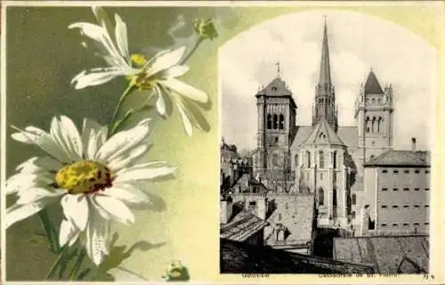 Passepartout Ak Geneve Genf, Cathedrale de St. Pierre, Gänseblumen