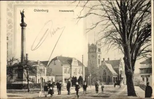 Ak Oldenburg im Großherzogtum Oldenburg, Friedensplatz, Denkmal