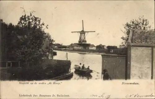 Ak Nieuwendam Amsterdam Nordholland, Gezicht op de molen de Hoop