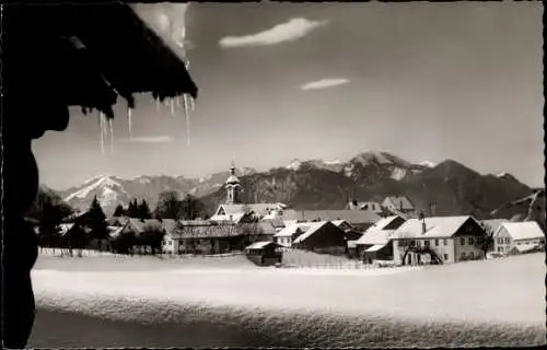 Ak Murnau am Staffelsee, Wintermorgen, mit Blick auf Alp- u. Zugspitze
