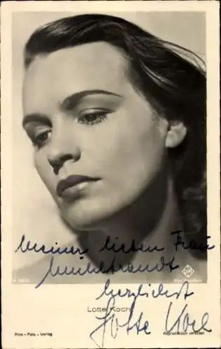 Ak Schauspielerin Lotte Koch, Portrait, UFA Film, Autogramm