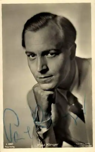 Ak Schauspieler Paul Klinger, Portrait, Ross A 3398/1, Autogramm