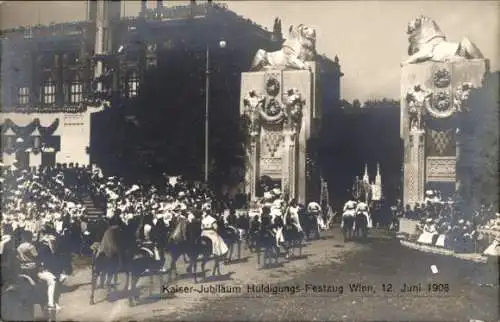 Ak Wien 12., Kaiser-Franz-Joseph-Jubiläums Festzug 12. Juni 1908
