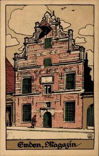 Steindruck Ak Emden in Ostfriesland, Magazin