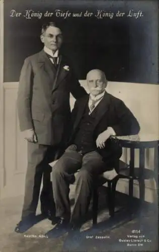 Ak Der König der Tiefe und der König der Luft, Kapitän König, Graf Zeppelin, Liersch 4114