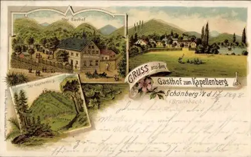 Litho Schönberg am Kapellenberg Bad Brambach im Vogtland, Gasthof zum Kapellenberg
