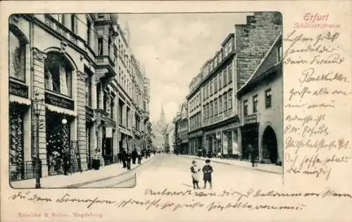 Ak Erfurt in Thüringen, Schlösserstraße, Straßenpartie, Geschäfte