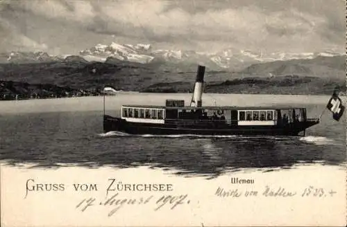 Ak Dampfer Ufenau auf dem Zürichsee