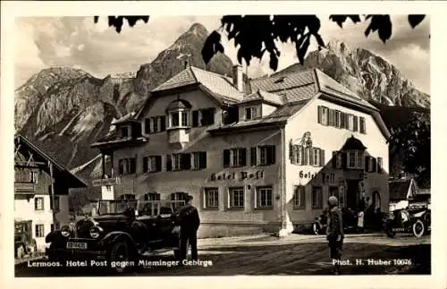 Ak Lermoos in Tirol, Hotel Post, Mieminger Gebirge