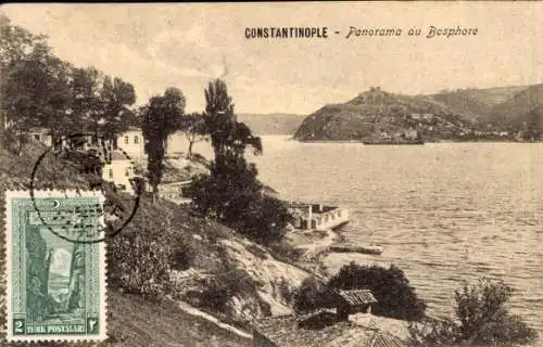 Ak Konstantinopel Istanbul Türkei, Panoramablick auf den Bosporus, Küstenpartie