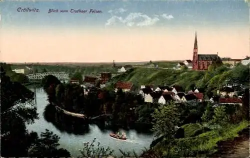 Ak Kröllwitz Halle an der Saale, Blick vom Trothaer Felsen auf die Stadt