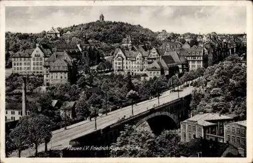Ak Plauen im Vogtland, Panorama, Friedrich August Brücke