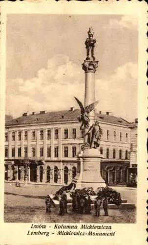 Ak Lwów Lemberg Ukraine, Mickiewicz Monument