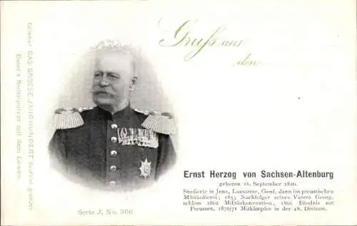 Ak Ernst Herzog von Sachsen Altenburg, Portrait, Reklame, Esser's Seifenpulver