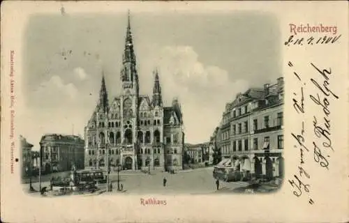 Relief Ak Liberec Reichenberg in Böhmen, Rathaus