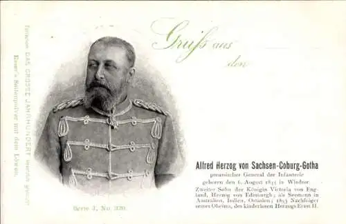 Ak Alfred Herzog von Sachsen Coburg Gotha, Portrait, Reklame, Esser's Seifenpulver
