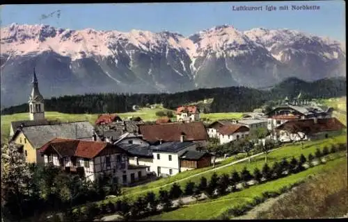 Ak Igls Innsbruck in Tirol, Totale mit Nordkette