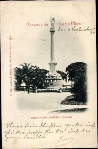 Ak Buenos Aires, Argentinien, Statue von General Lavalle